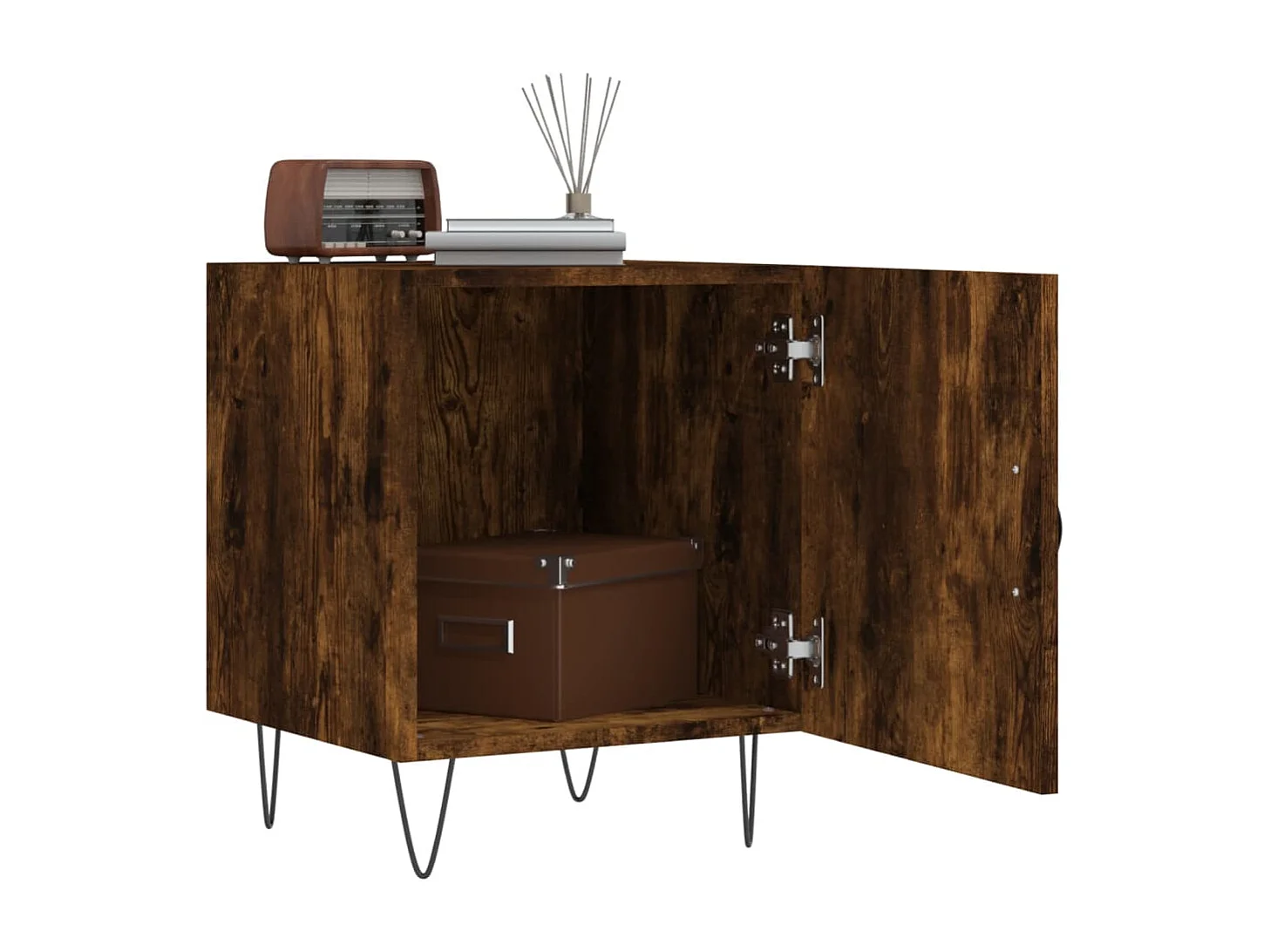 Table de chevet chêne fumé 40x40x50 bois d'ingénierie