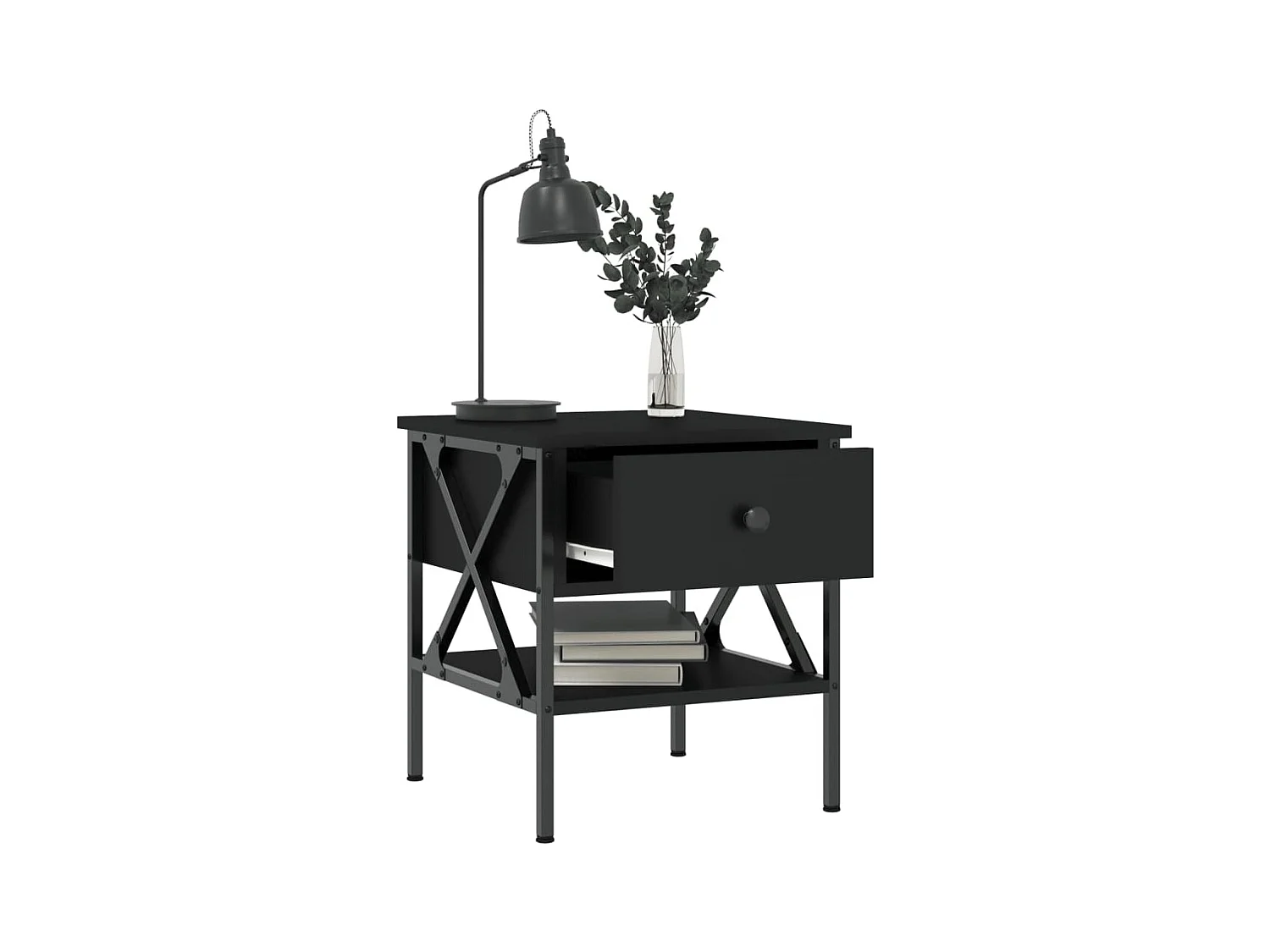 Table de chevet noir 40x42x45 bois d’ingénierie