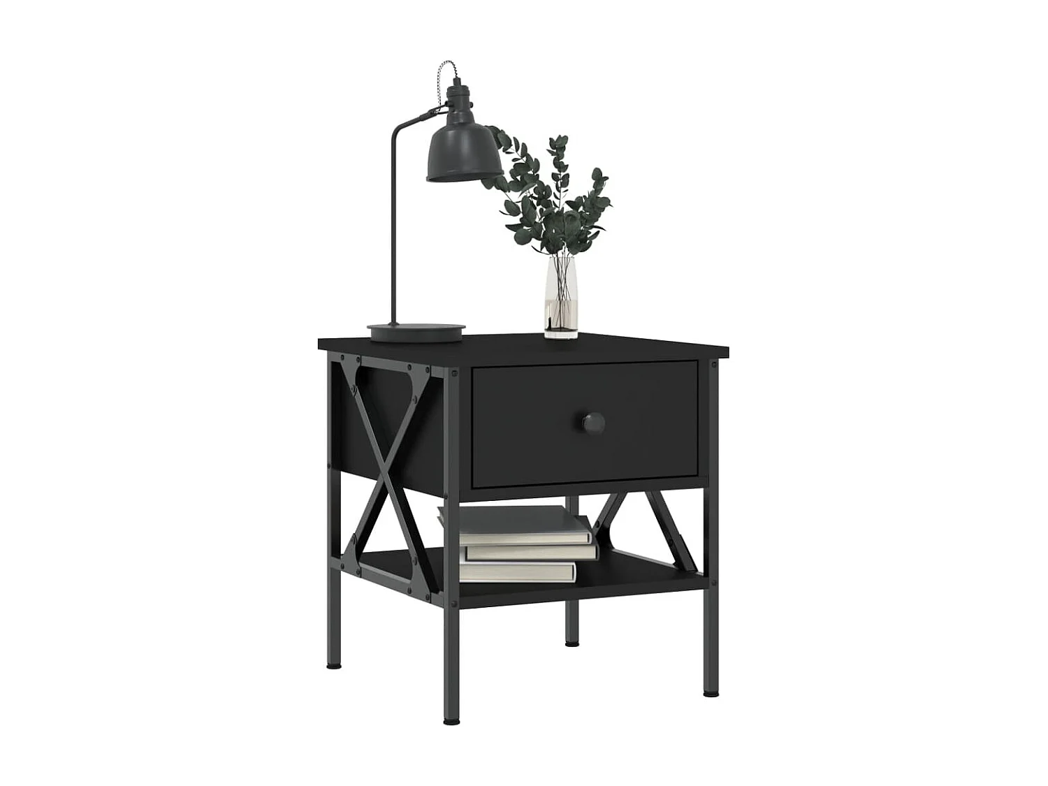 Table de chevet noir 40x42x45 bois d’ingénierie