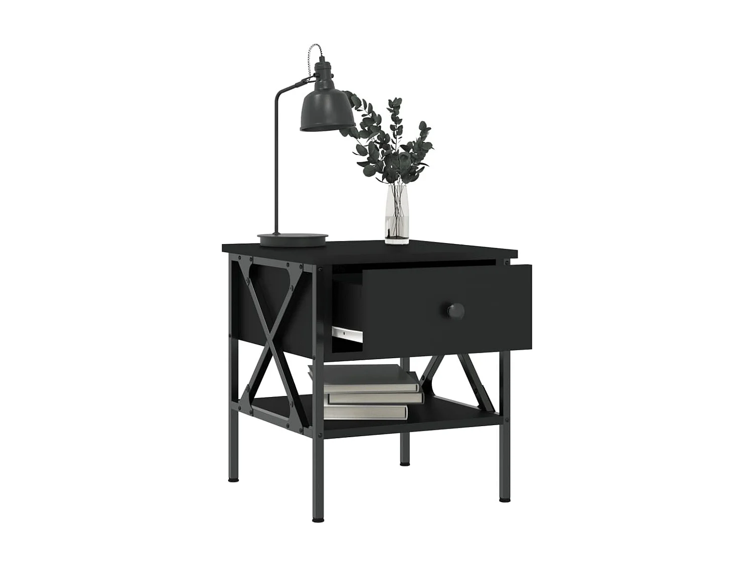 Table de chevet noir 40x42x45 bois d’ingénierie