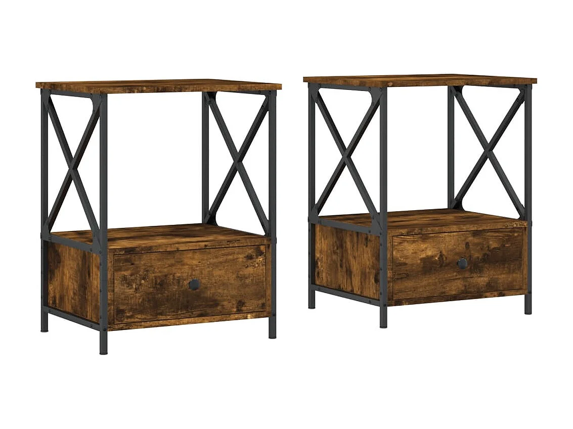Tables de chevet 2 pcs chêne fumé 50x41x65 bois d’ingénierie