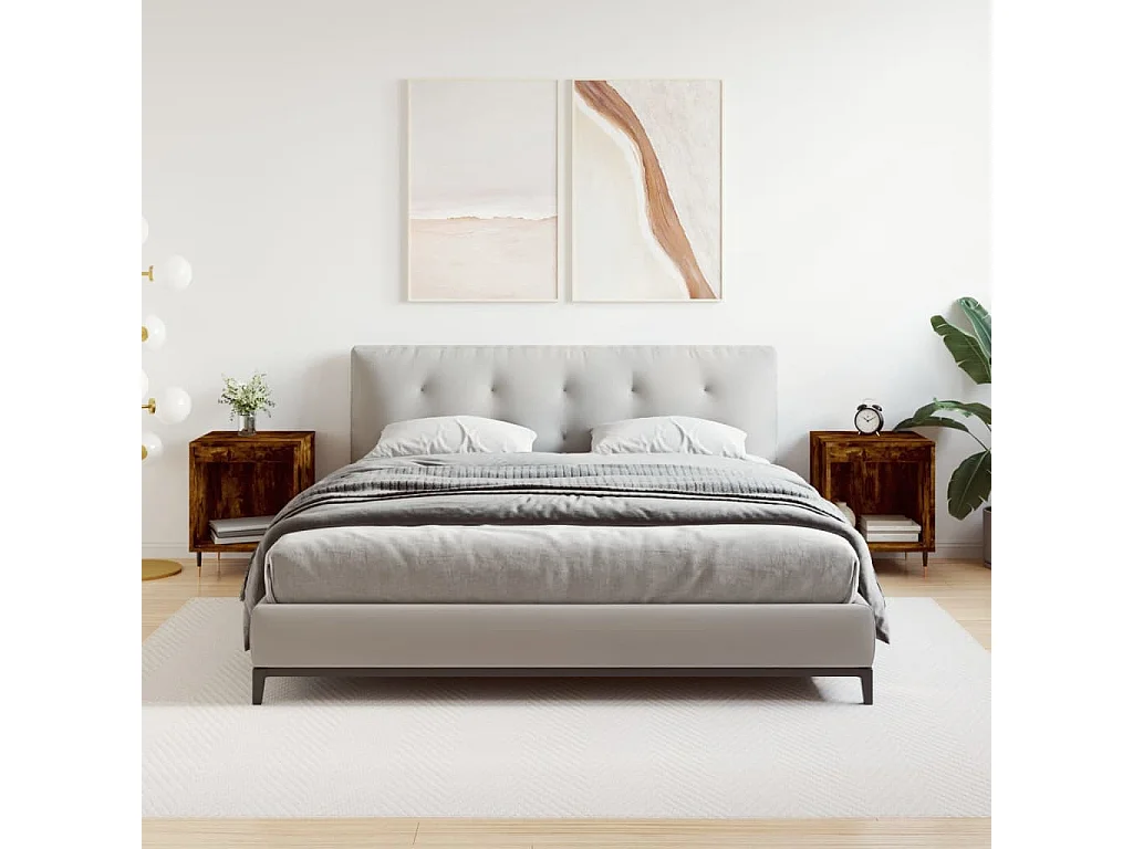 Nachtkastjes 2 st 40x35x50 cm bewerkt hout gerookt eikenkleurig