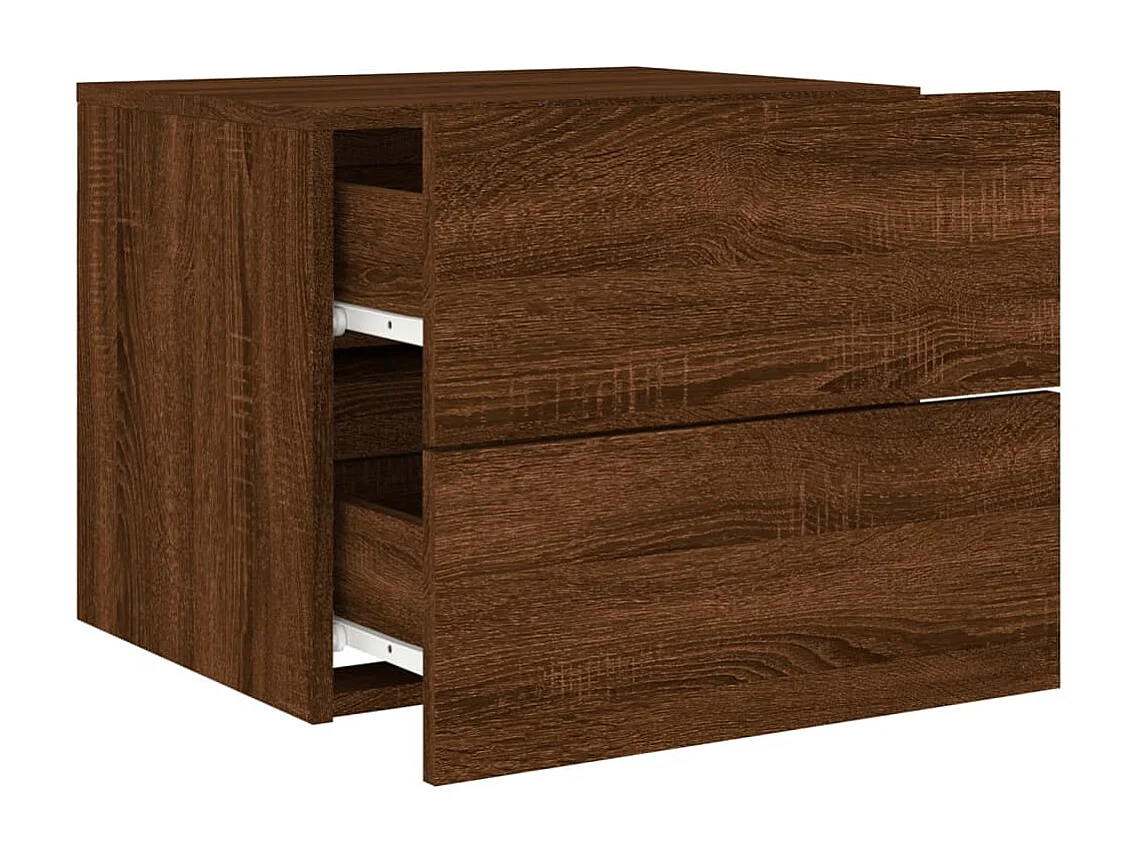 Table de chevet murale avec lumières LED chêne marron