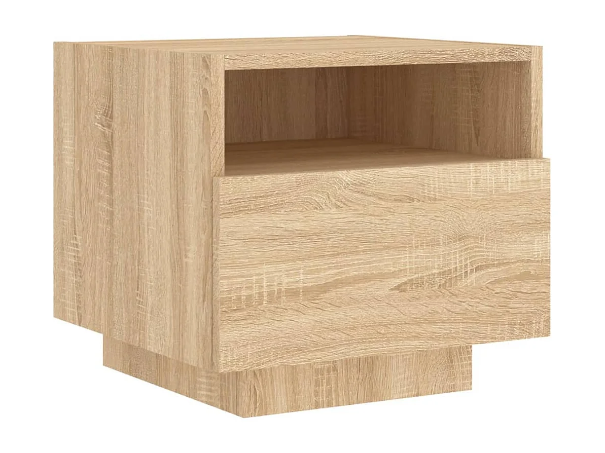 Table de chevet avec lumières LED chêne sonoma 40x39x37