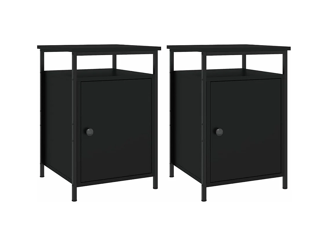 Tables de chevet 2 pcs noir 40x42x60 bois d'ingénierie