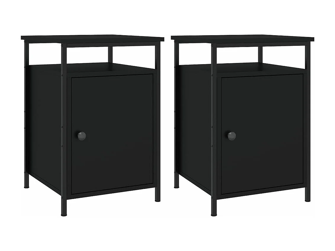 Tables de chevet 2 pcs noir 40x42x60 bois d'ingénierie