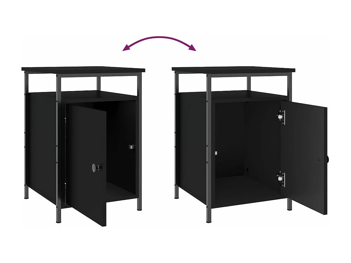 Tables de chevet 2 pcs noir 40x42x60 bois d'ingénierie