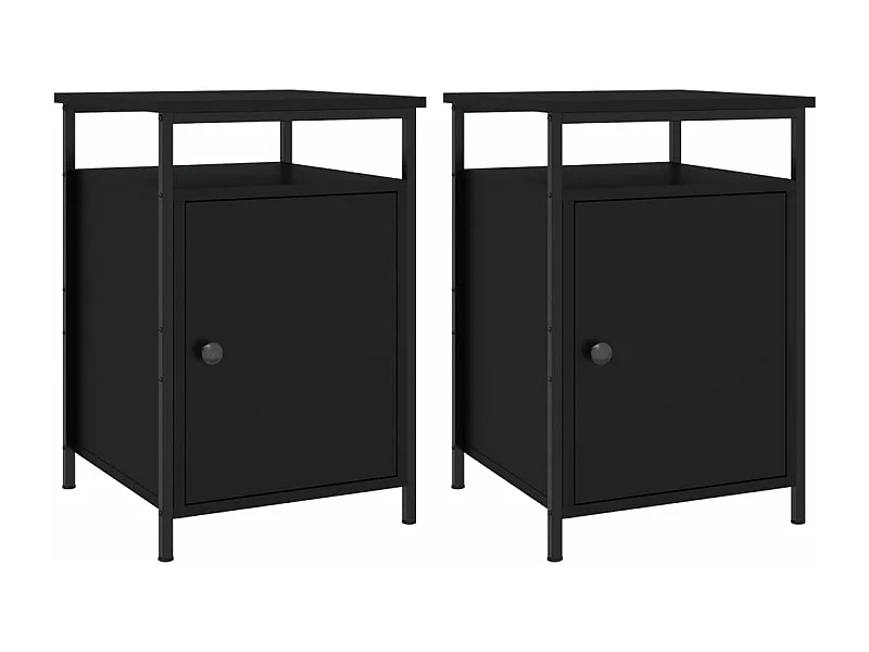 Tables de chevet 2 pcs noir 40x42x60 bois d'ingénierie