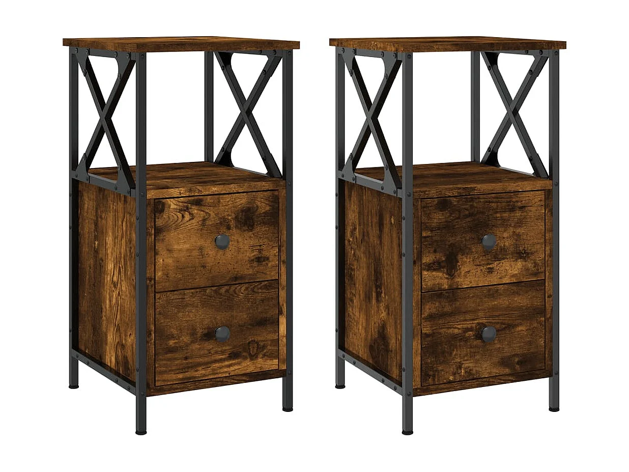 Tables de chevet 2 pcs chêne fumé 34x35,5x70 bois ingénierie