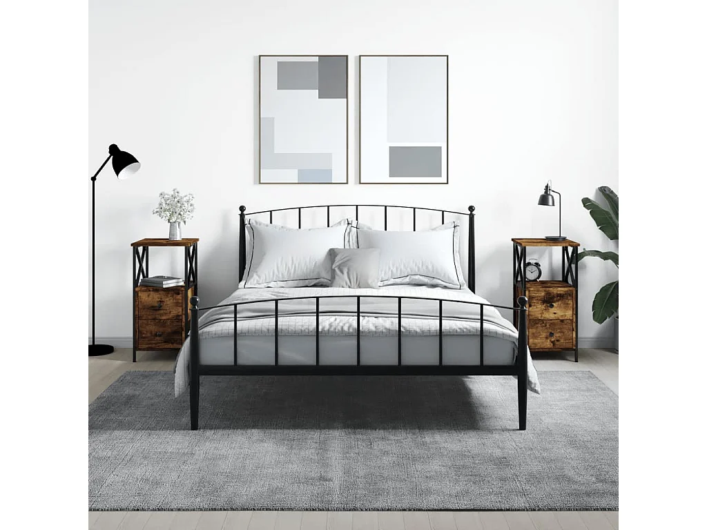 Tables de chevet 2 pcs chêne fumé 34x35,5x70 bois ingénierie