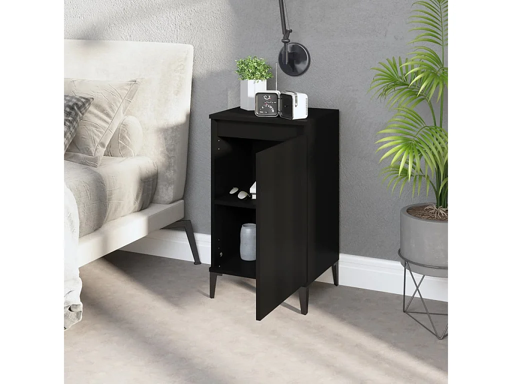 Tables de chevet 2 pcs noir 40x35x70 bois d'ingénierie