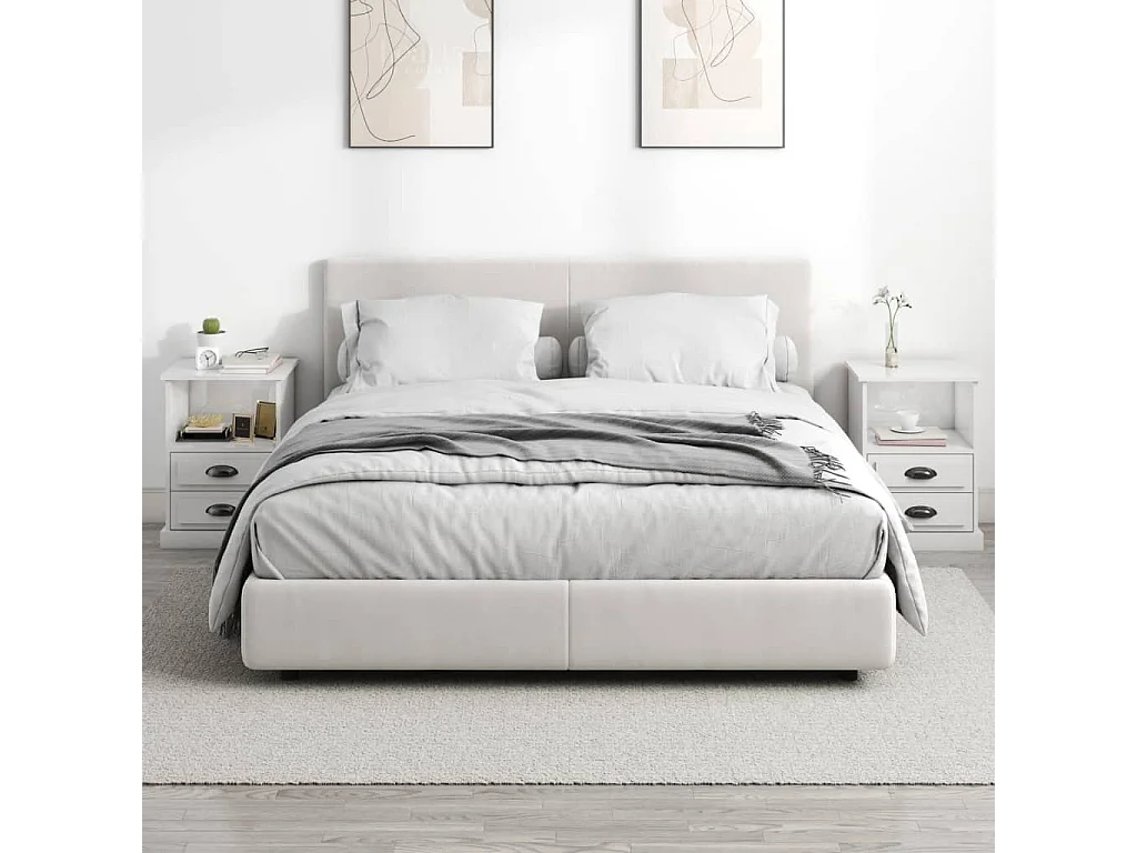 Tables de chevet 2 pcs blanc brillant 43x36x60