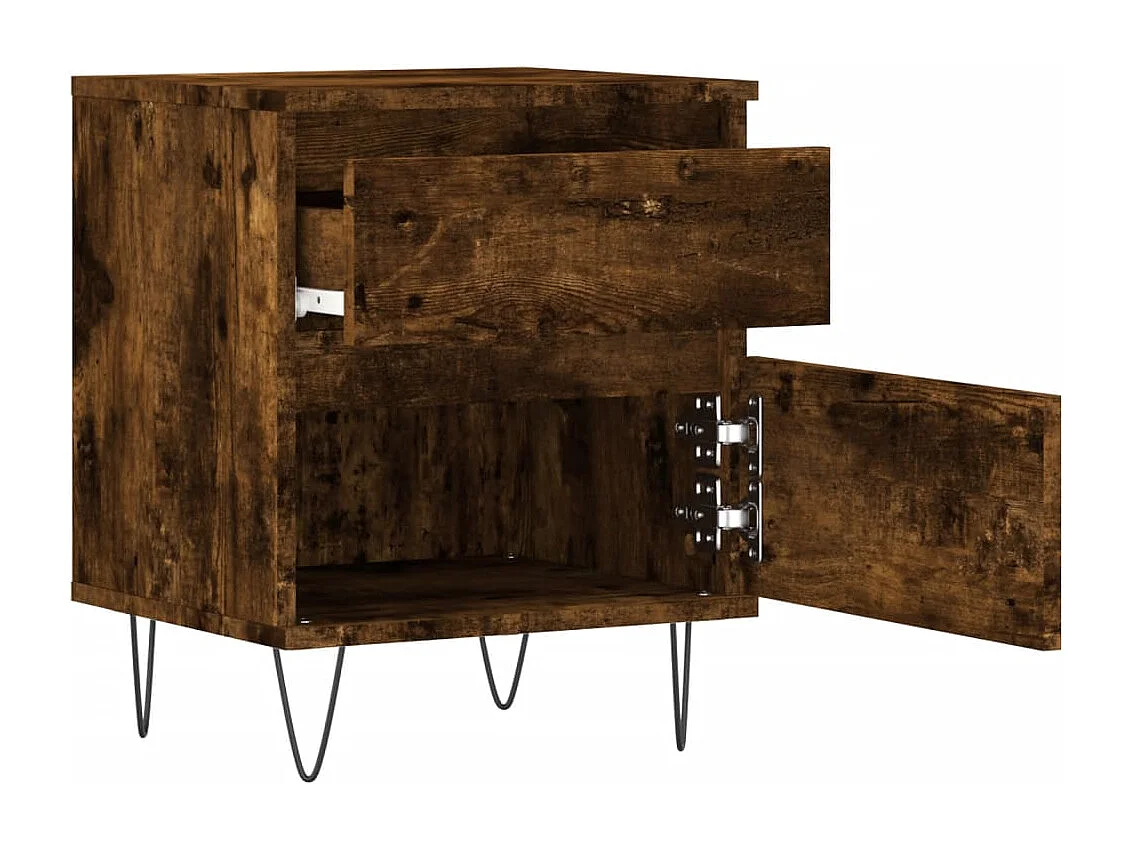 vidaXL Mesita de noche madera de ingeniería roble ahumado 40x35x50 cm Marrón