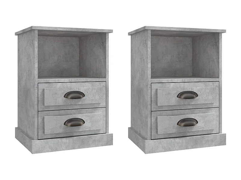 Tables de chevet 2 pcs gris béton 43x36x60