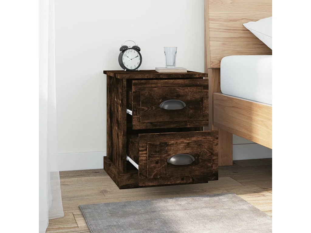 Table de chevet chêne fumé 39x39x47,5 bois d'ingénierie