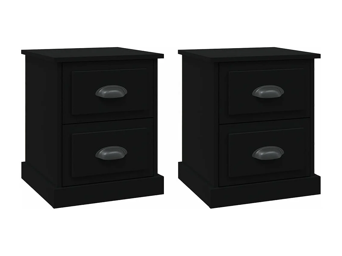 Tables de chevet 2 pcs noir 39x39x47,5 bois d'ingénierie