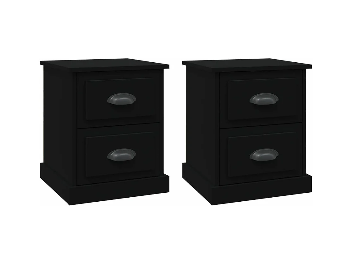 Tables de chevet 2 pcs noir 39x39x47,5 bois d'ingénierie