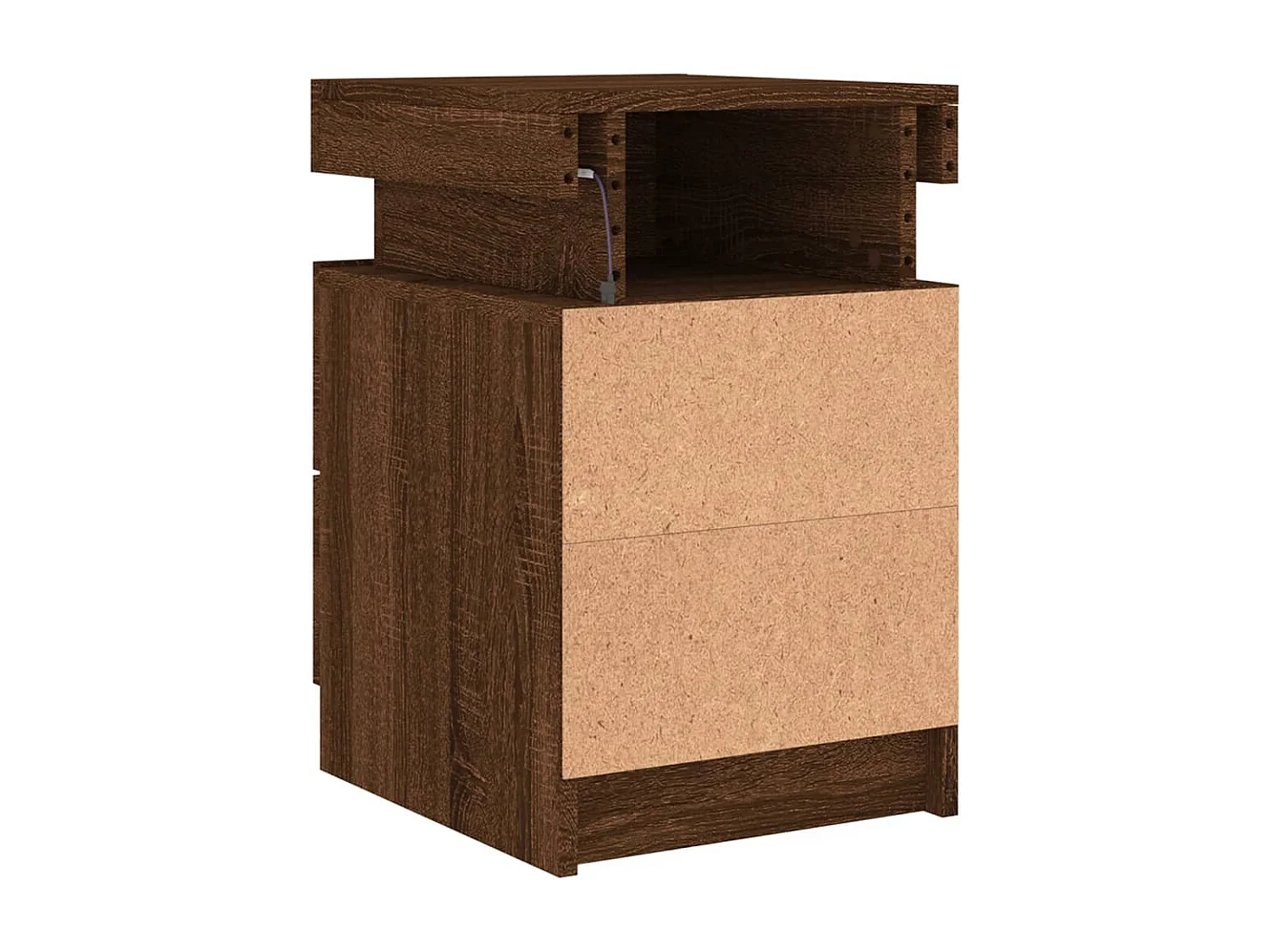 Table de chevet avec lumières LED chêne marron 35x39x55