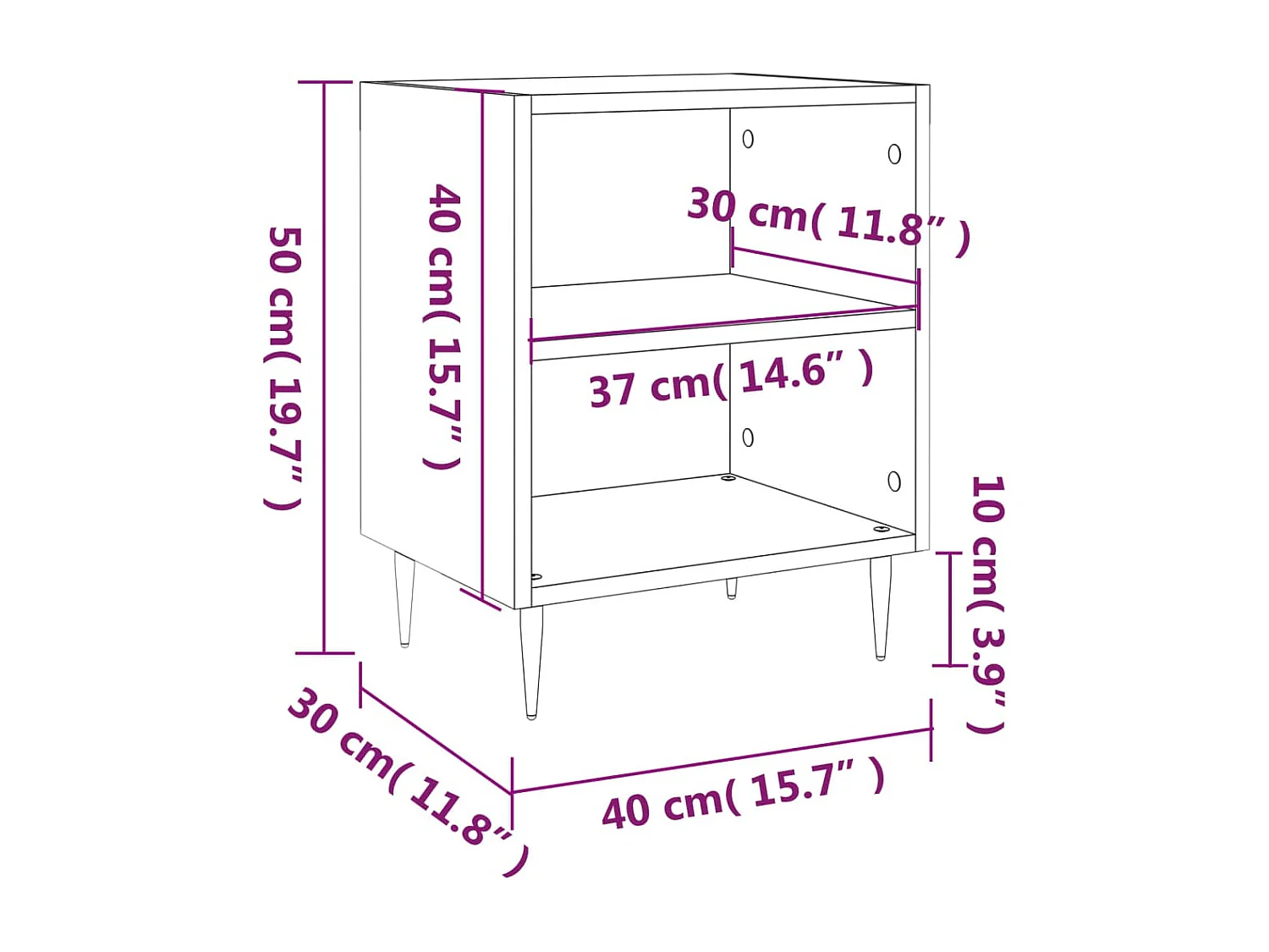 Tables de chevet 2pcs chêne sonoma 40x30x50 bois d'ingénierie