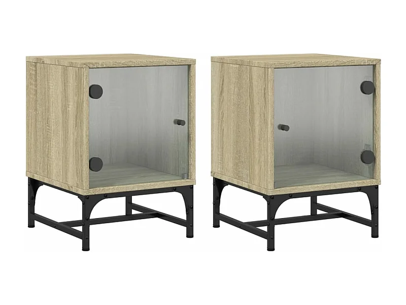 Tables de chevet et portes vitrées 2pcs chêne sonoma 35x37x50