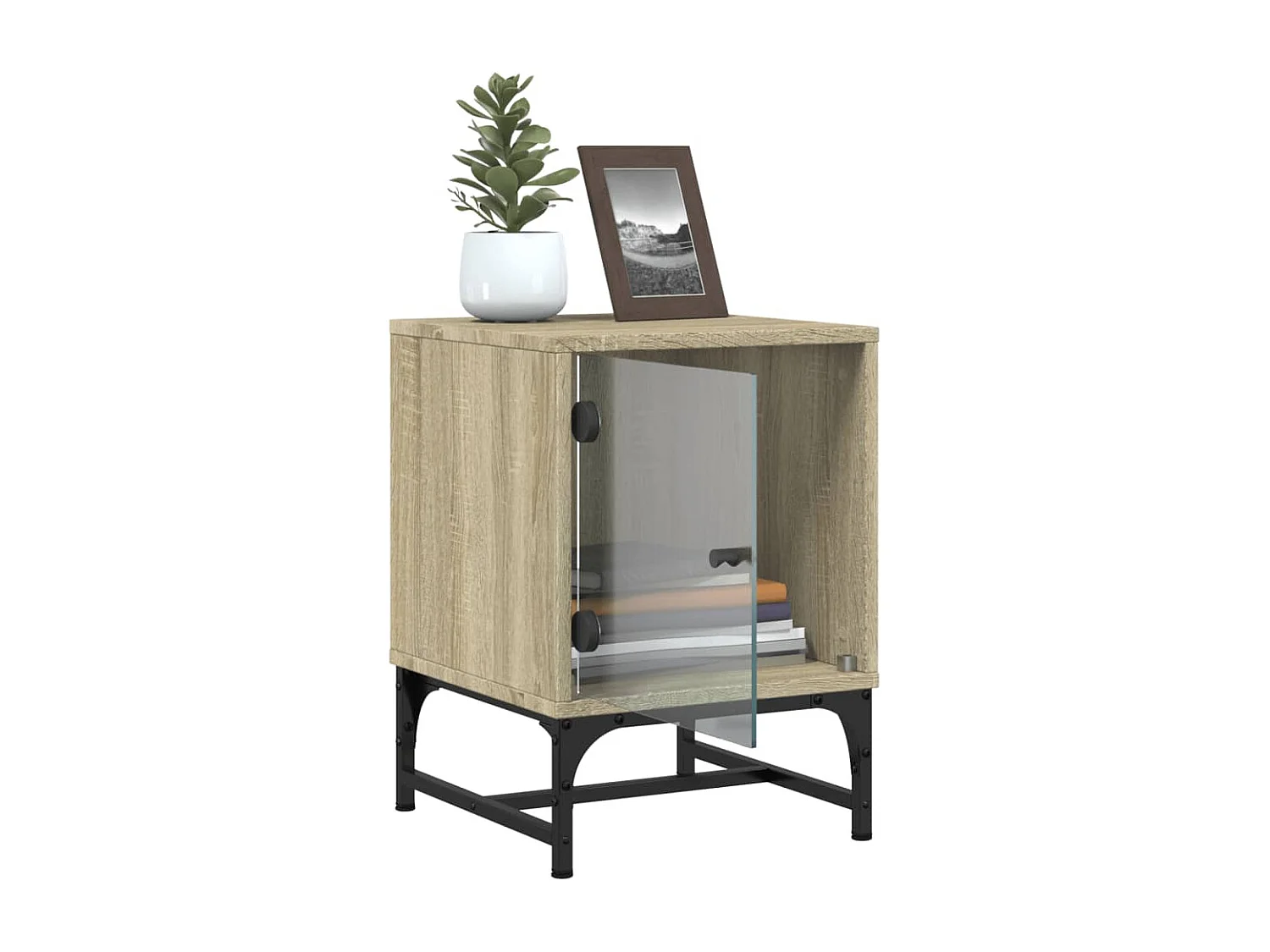 Tables de chevet et portes vitrées 2pcs chêne sonoma 35x37x50