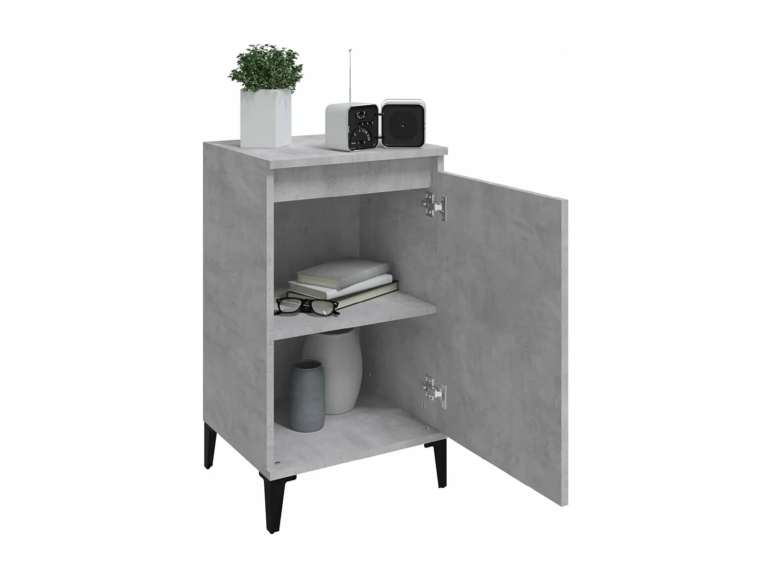 Table de chevet gris béton 40x35x70 bois d'ingénierie