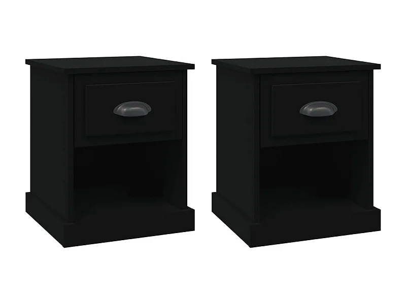 Tables de chevet 2 pcs noir 39x39x47,5 bois d'ingénierie