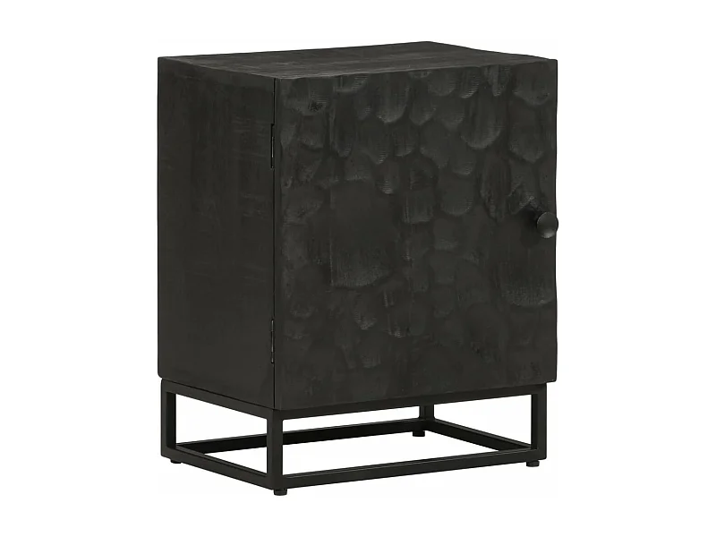 Table de chevet noir 40x30x50 bois massif manguier et fer