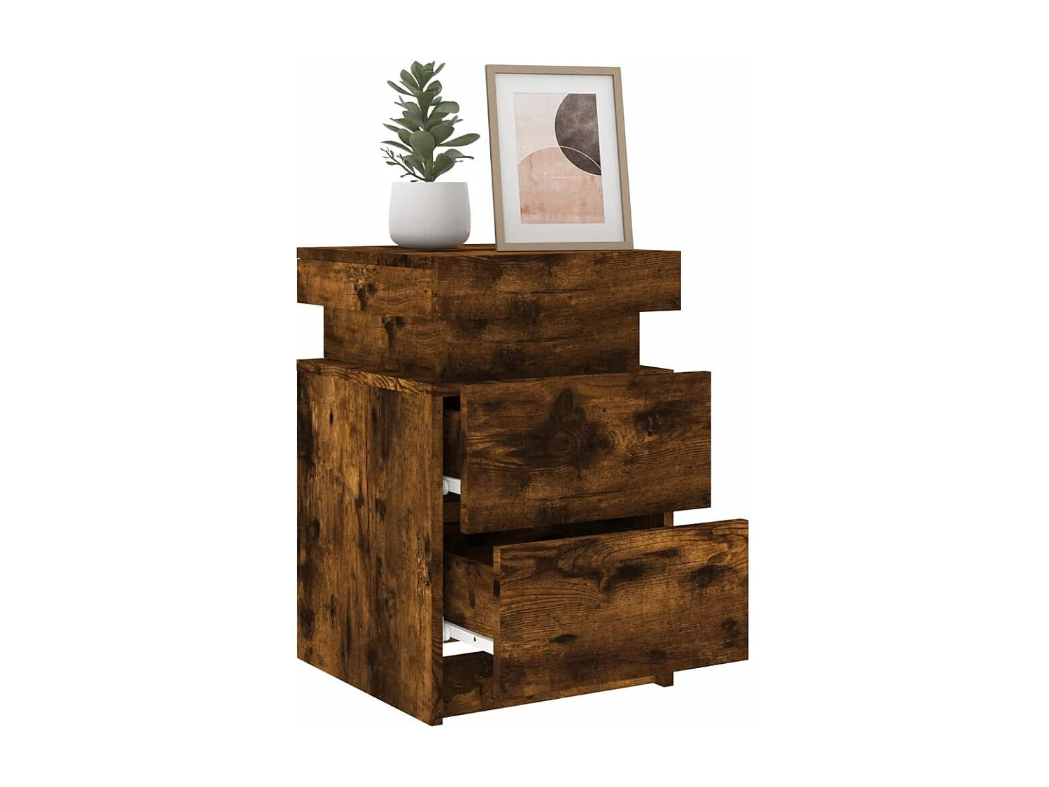 Tables de chevet avec lumières LED 2 pcs chêne fumé 35x39x55