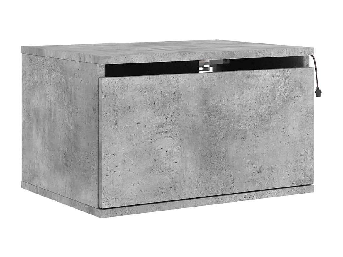 Table de chevet murale avec lumières LED gris béton