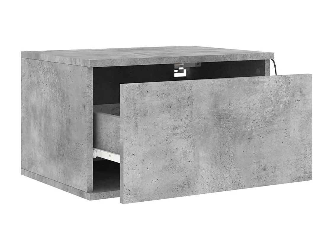 Table de chevet murale avec lumières LED gris béton