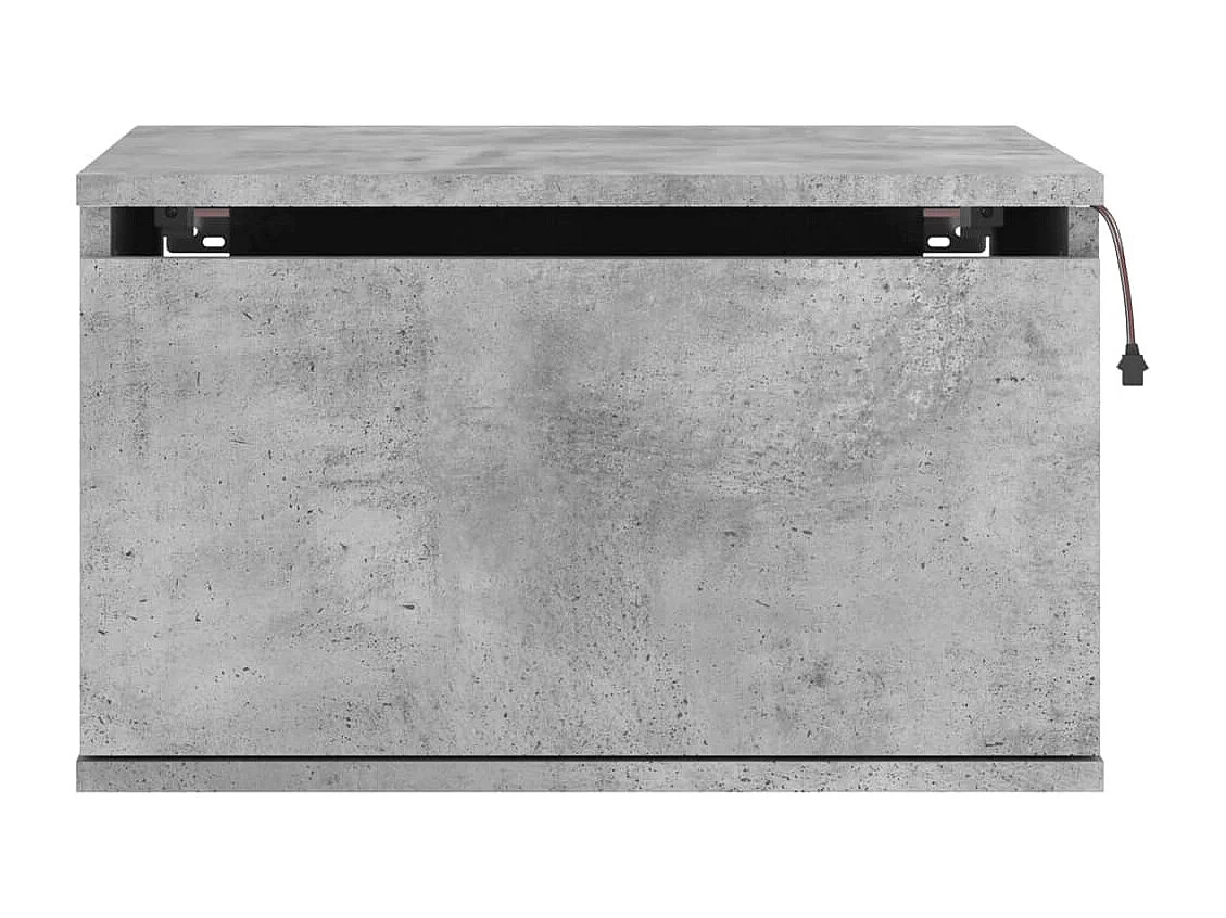 Table de chevet murale avec lumières LED gris béton