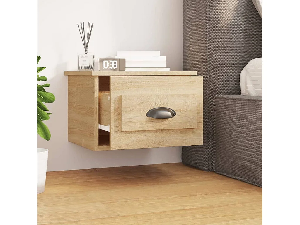 Table de chevet murale chêne sonoma 41,5x36x28