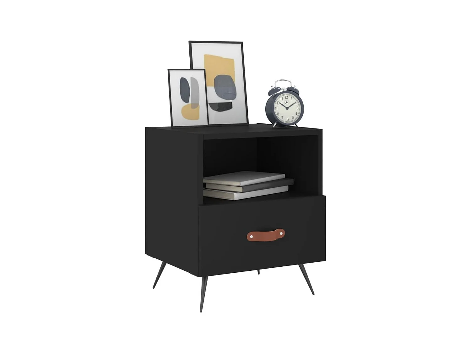 Tables de chevet 2 pcs noir 40x35x47,5 bois d’ingénierie
