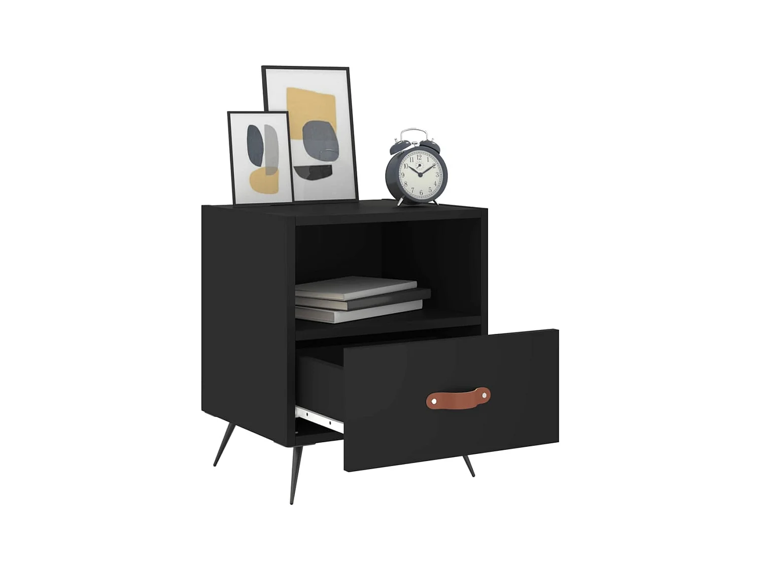 Tables de chevet 2 pcs noir 40x35x47,5 bois d’ingénierie