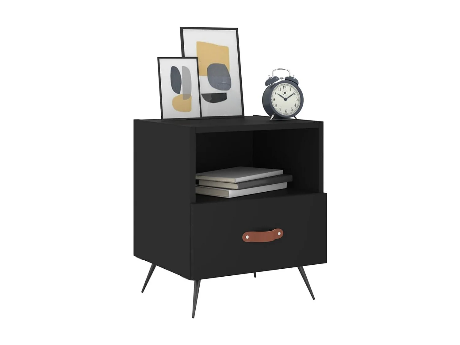 Tables de chevet 2 pcs noir 40x35x47,5 bois d’ingénierie