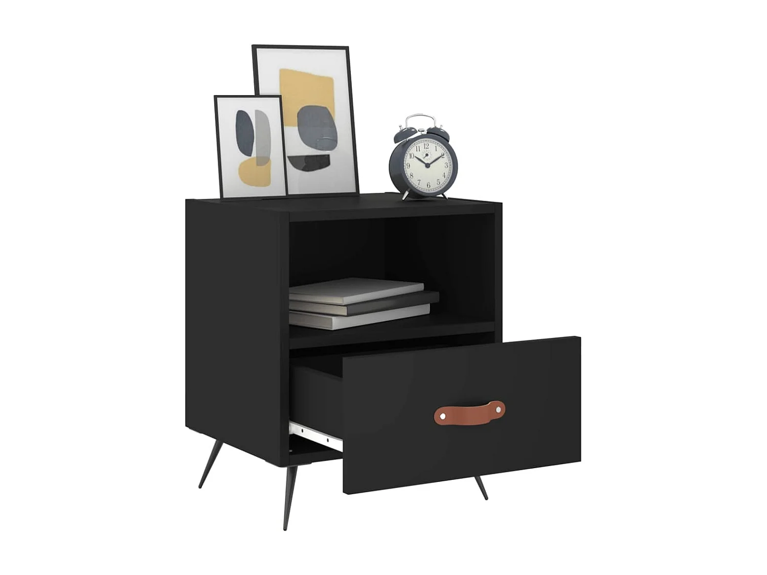 Tables de chevet 2 pcs noir 40x35x47,5 bois d’ingénierie