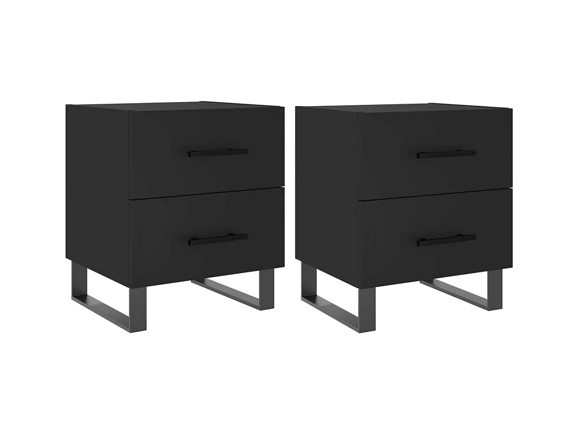 Tables de chevet 2 pcs noir 40x35x47,5 bois d’ingénierie