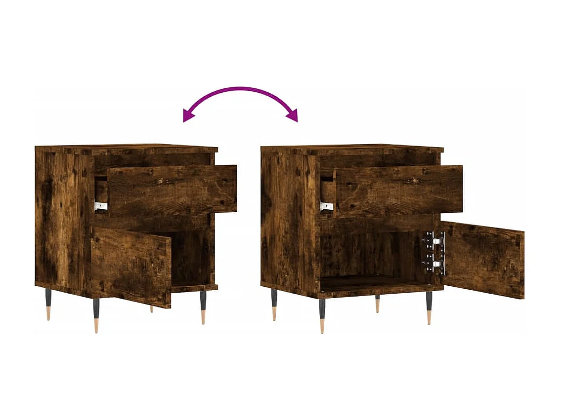 Tables de chevet 2 pcs chêne fumé 40x35x50 bois ingénierie