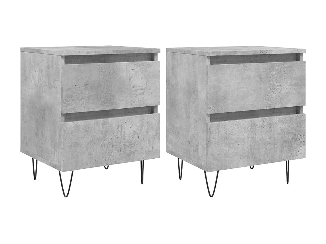 Tables de chevet 2 pcs gris béton 40x35x50 bois d’ingénierie