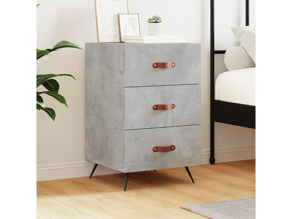 Table de chevet gris béton 40x40x66 bois d'ingénierie