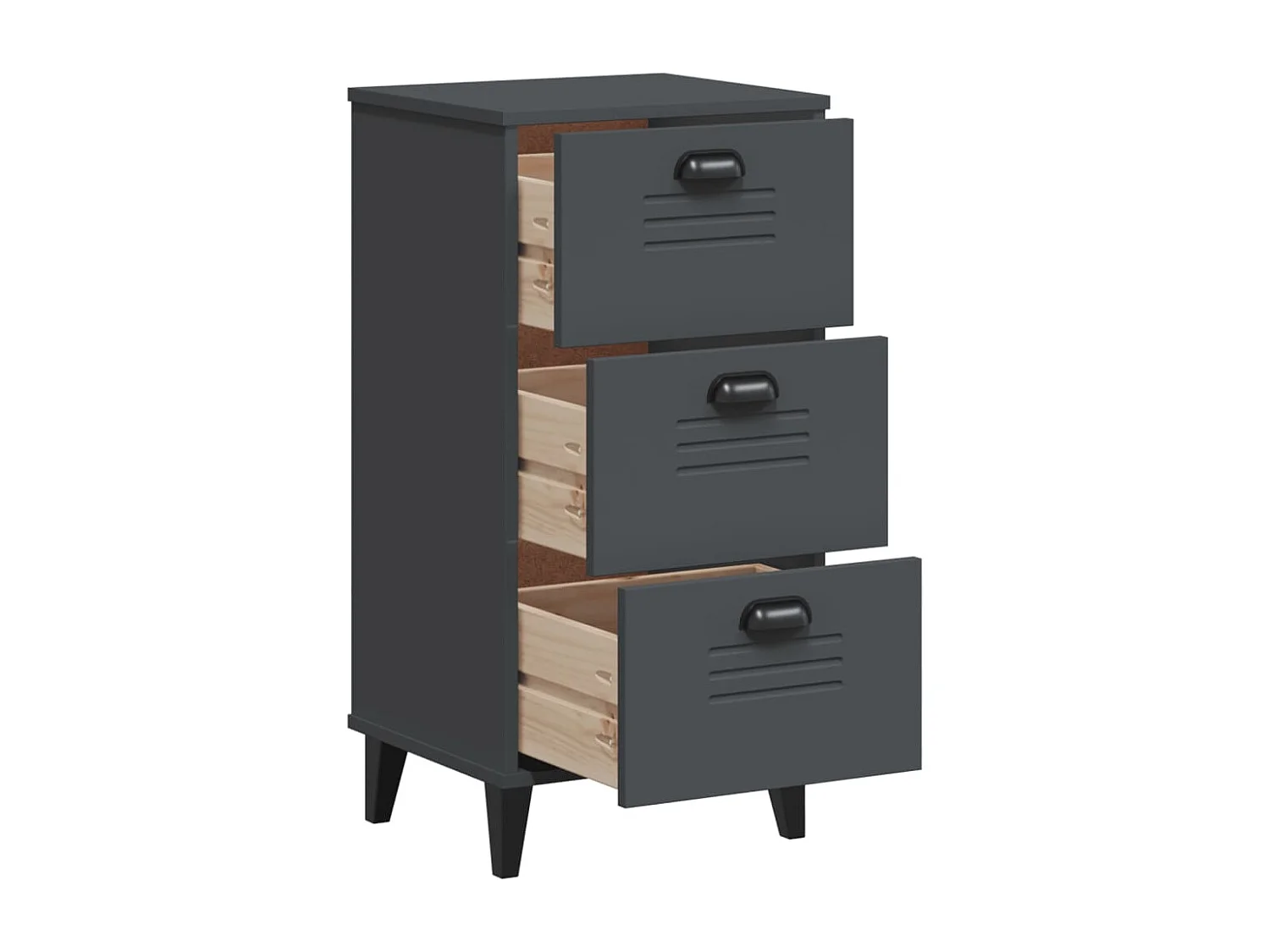 Table de chevet VIKEN gris anthracite bois de pin solide