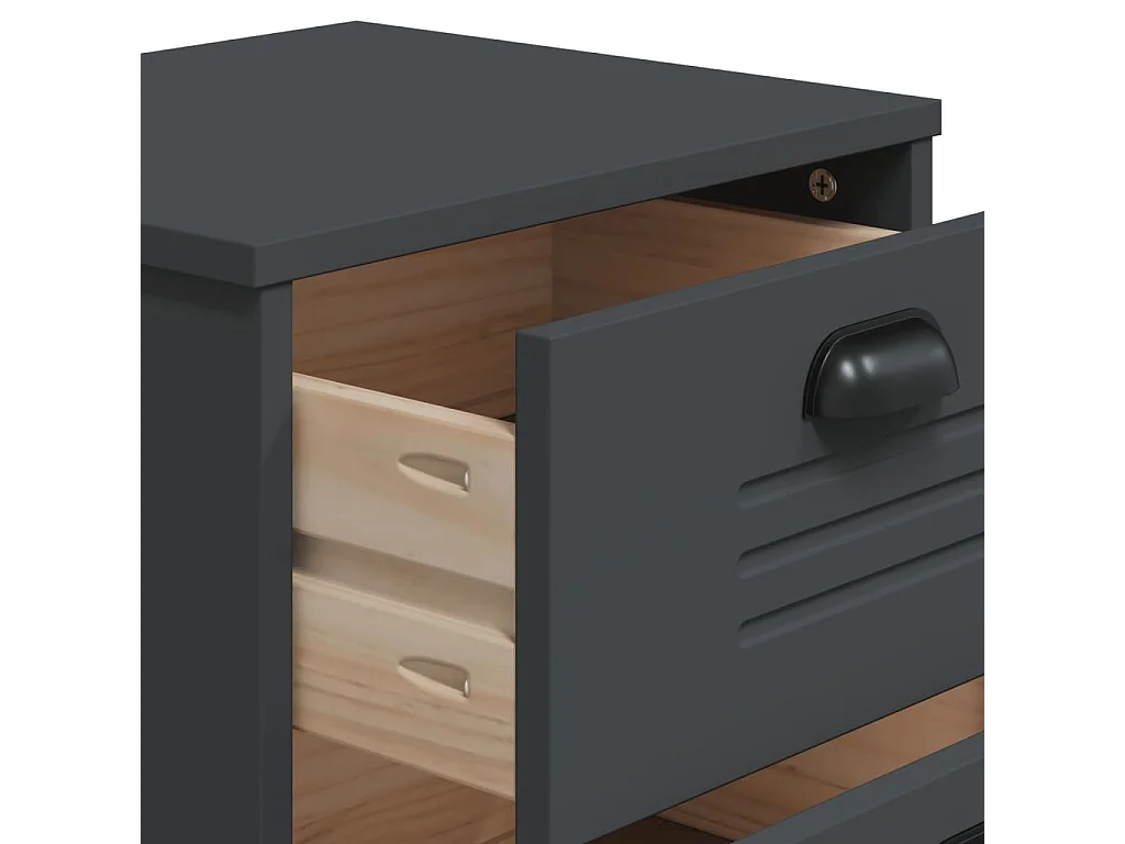 Table de chevet VIKEN gris anthracite bois de pin solide