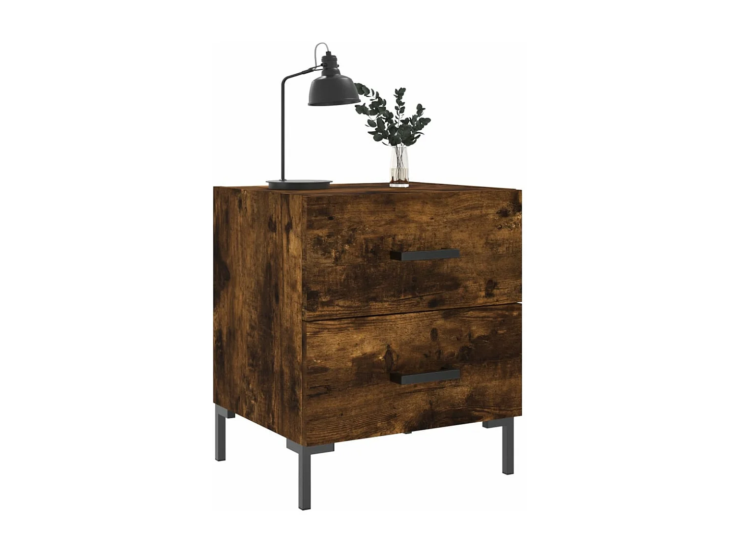 Table de chevet chêne fumé 40x35x47,5 bois d’ingénierie