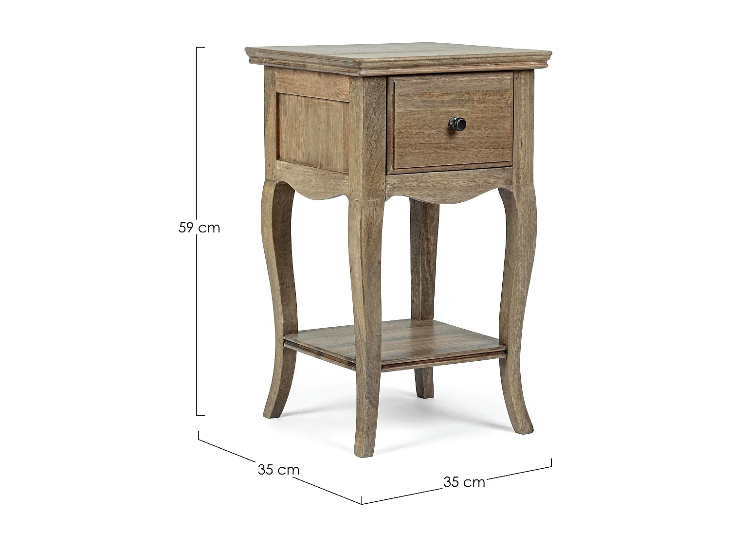 Table de chevet bois de manguier massif finition naturelle Domika 35cm