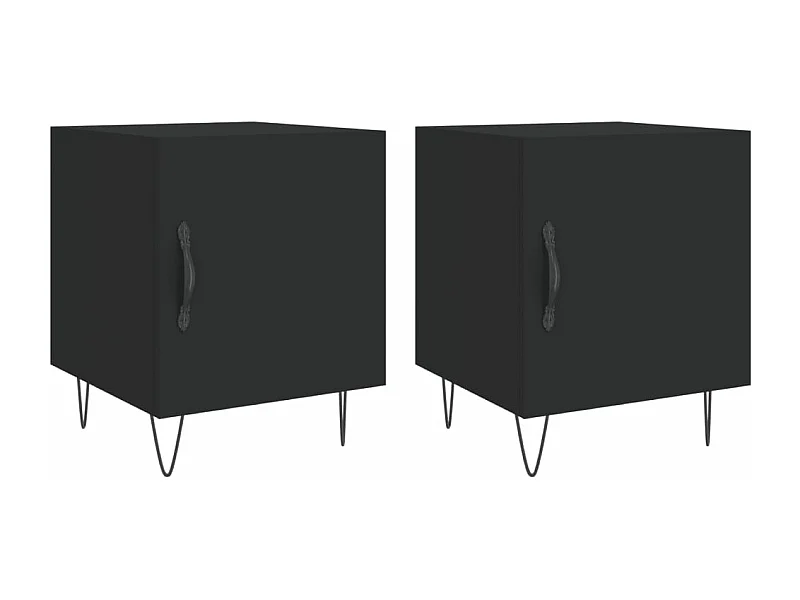 Tables de chevet 2 pcs noir 40x40x50 bois d’ingénierie