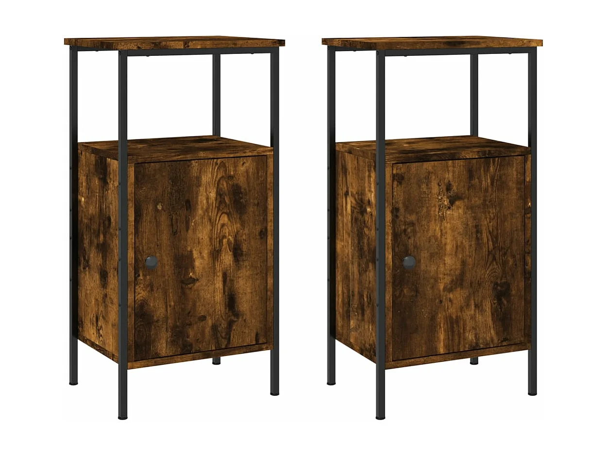 Tables de chevet 2 pcs chêne fumé 41x31x80 bois ingénierie