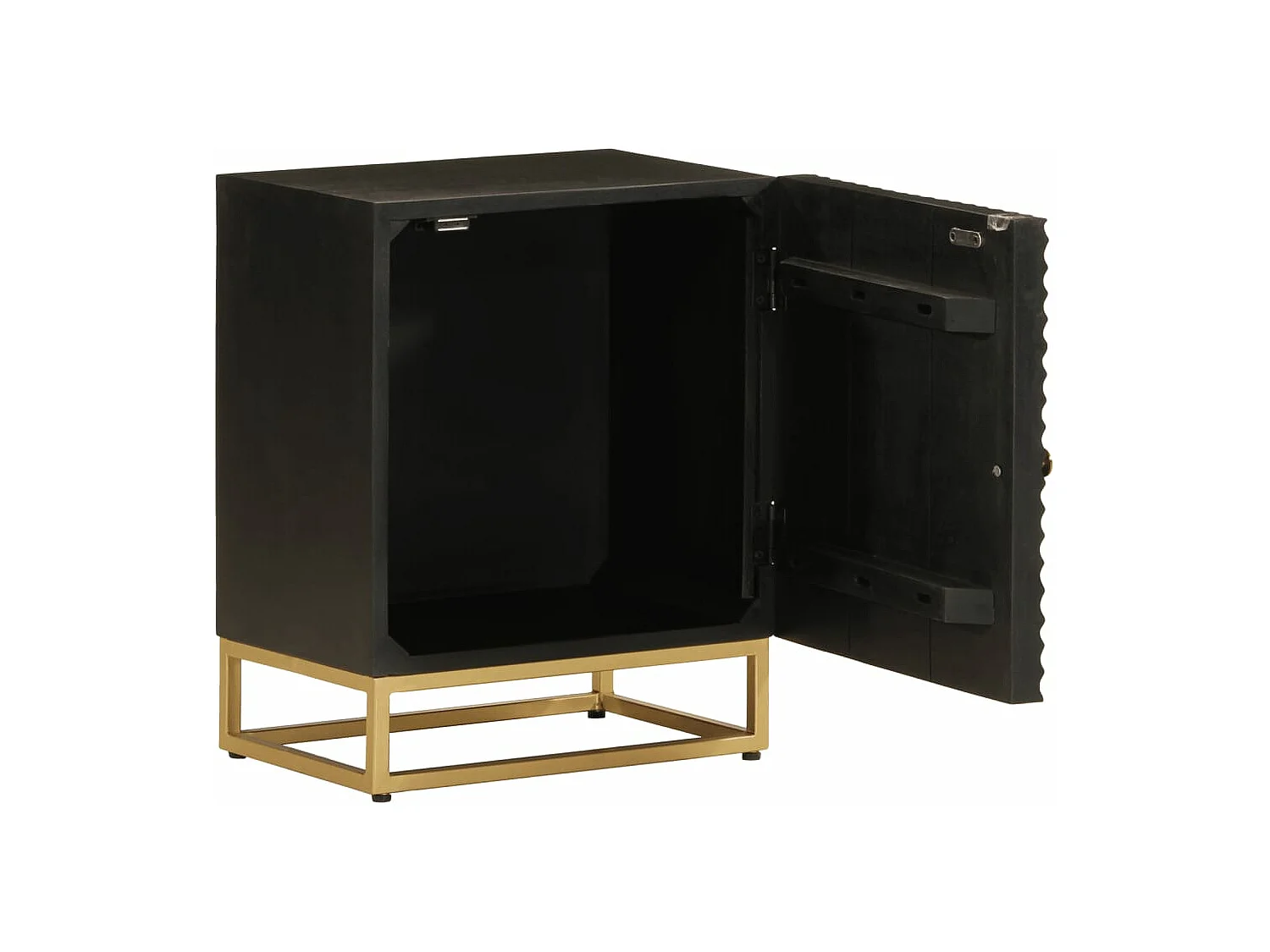 Table de chevet noir 40x30x50 bois massif manguier et fer