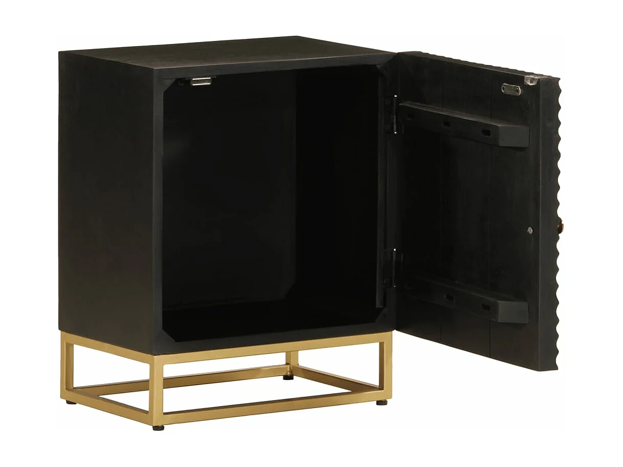 Table de chevet noir 40x30x50 bois massif manguier et fer