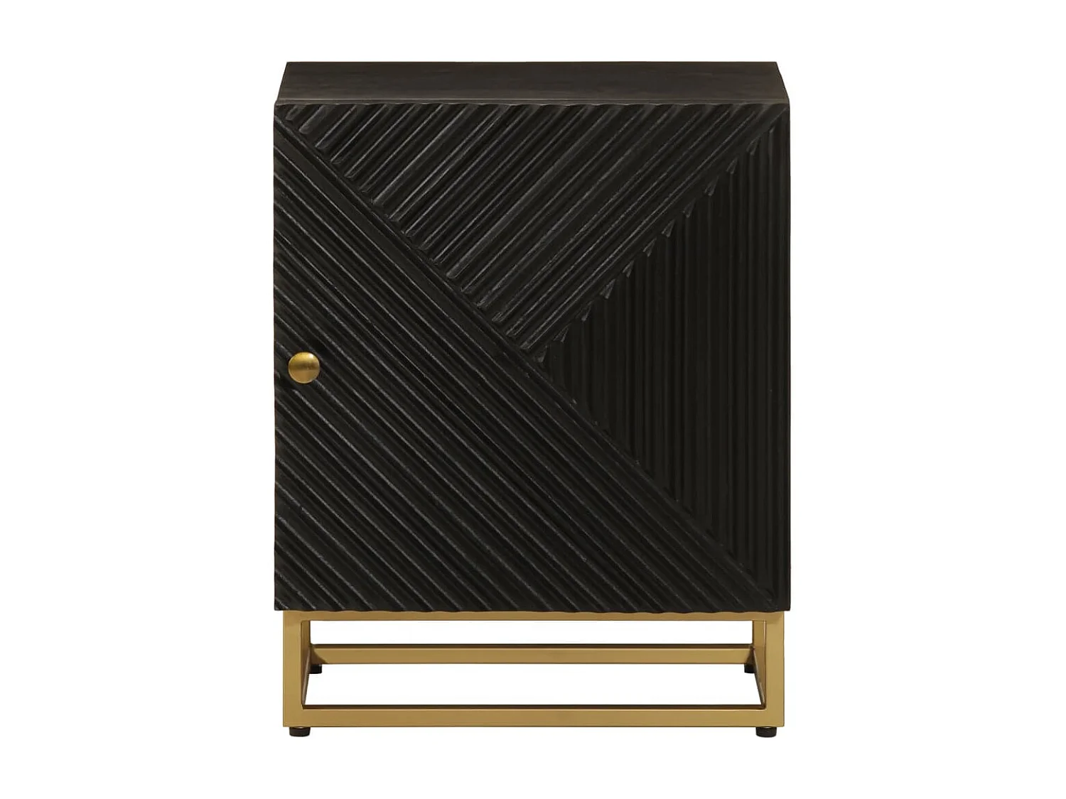 Table de chevet noir 40x30x50 bois massif manguier et fer